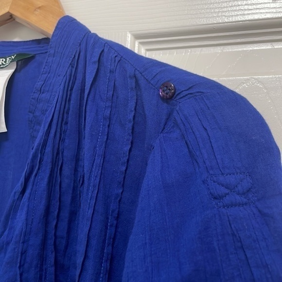Lauren Ralph Lauren dress woman’s cotton Blue casual VNeck size XSmall - Picture 11 of 15